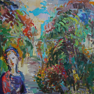 MOTERIS MĖLYNU APDARU PARKE